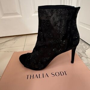Thalia Sodi Black Beaded Heeled Boots
